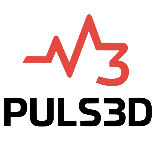 Puls3d logo on a gray background